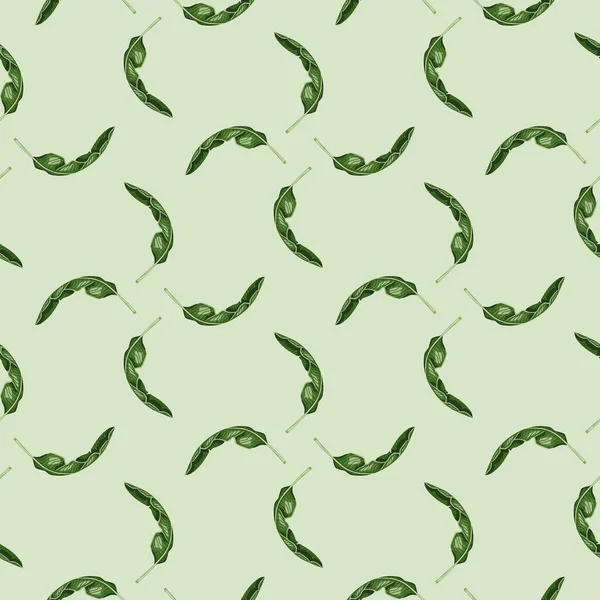Бесшовный Рисунок Бананового Листа Пастельно Зеленом Фоне Красивый Орнамент Летний — стоковый вектор