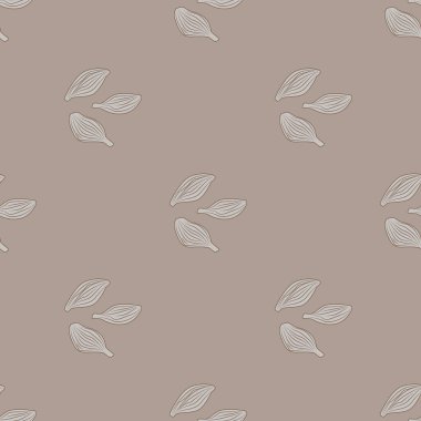 Arka planda kusursuz kakule deseni var. Şirin bitki taslak süsü. Kumaş için geometrik doku şablonu. Tasarım vektörü illüstrasyonu.