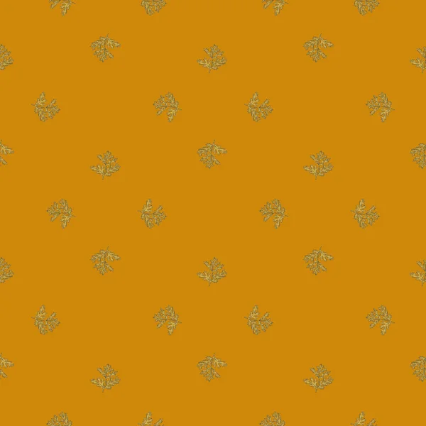 Bezszwowy Wzór Piołun Pomarańczowym Tle Piękna Ozdoba Roślinna Geometryczny Wzór — Wektor stockowy