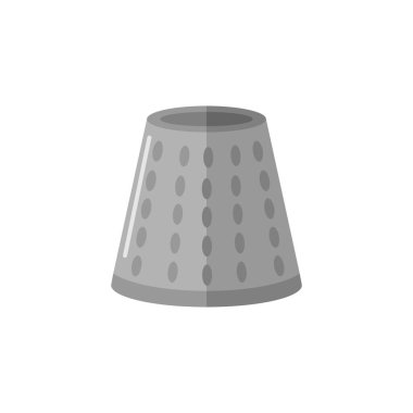 Yüksük beyaz arka planda izole edilmiş. Dikiş ögesi gri renk dikiş, hile, koruma. Vektör illüstrasyon tasarımı.