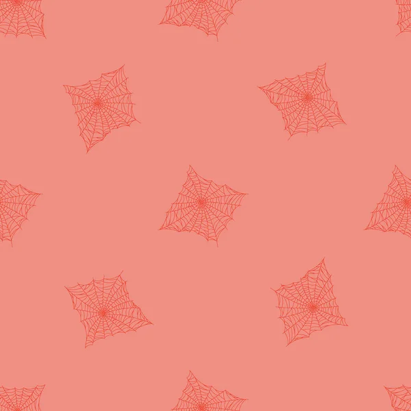 Naadloos Patroon Spinnenweb Geïsoleerd Roze Achtergrond Schets Griezelige Spinnenwebben Sjabloon — Stockvector