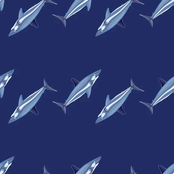Απρόσκοπτη Μοτίβο Καρχαρία Mako Φωτεινό Μπλε Φόντο Πρότυπα Ζώων Για — Διανυσματικό Αρχείο