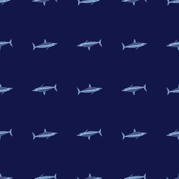 Безшовна Візерункова Акула Мако Темно Синьому Фоні Шаблони Тварин Дизайну — стоковий вектор