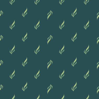 Düz desenli deniz yosunu. Kumaş için deniz florası şablonları. Mevsimlik tekstil baskıları, afişler, arka planlar ve duvar kağıtları için. Tasarım vektörü illüstrasyonu.