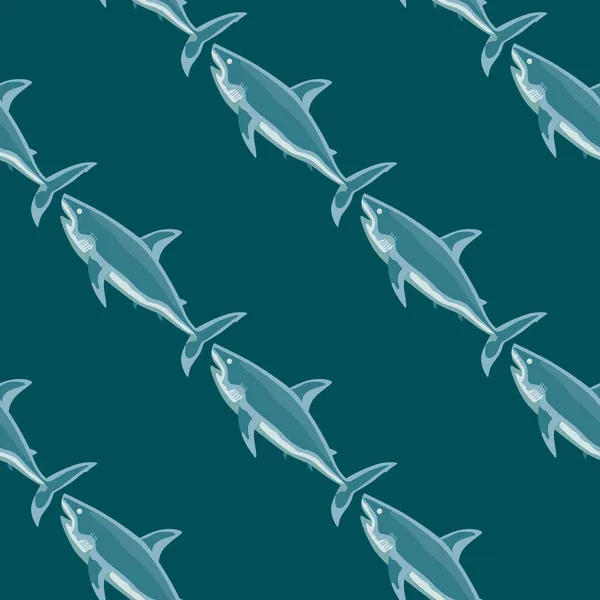 无缝纹鲨鱼 背景无边 用于任何目的的海鱼的纹理 织物设计几何模板 简单的矢量装饰品 — 图库矢量图片