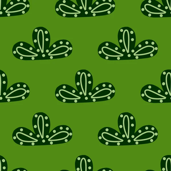 Yeşil arka planda kusursuz desenli soyut bulutlar. Karalama şeklinde karalama ile vektör geometrik şablon. Kumaş için yumuşak doku, ambalaj kağıdı, duvar kağıdı, mendil.