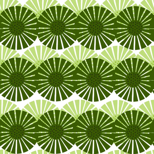 Modèle Sans Couture Fleurs Abstraites Sur Fond Blanc Texture Verte — Image vectorielle