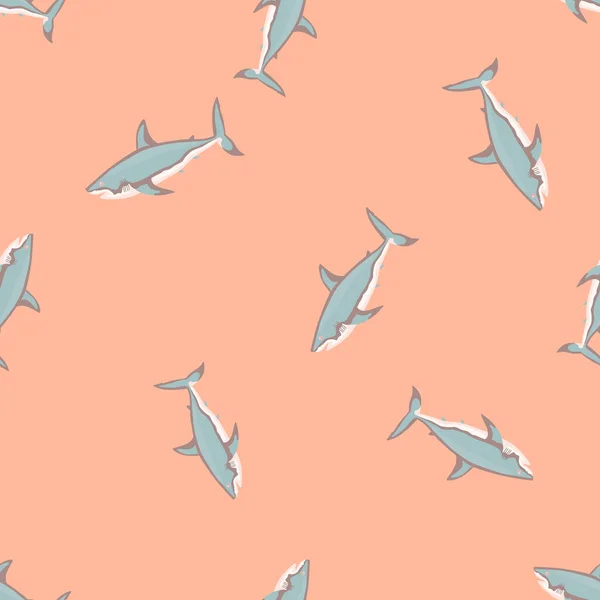Pembe Arka Planda Kusursuz Bir Köpekbalığı Gri Deniz Balığının Herhangi — Stok Vektör