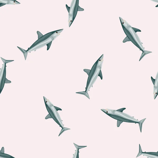 Nahtloses Hai Muster Mako Auf Pastellrosa Hintergrund Animal Templates Für — Stockvektor