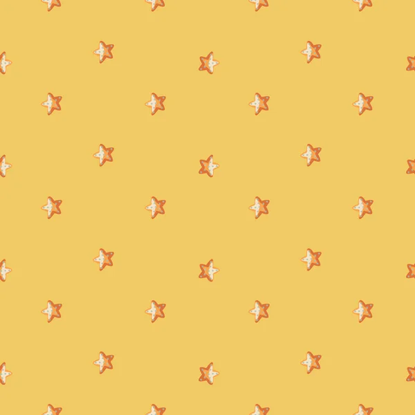 黄底无缝图案的海星 用于织物的海星模板 设计矢量图解 季节性纺织品印花 背衬和壁纸 — 图库矢量图片