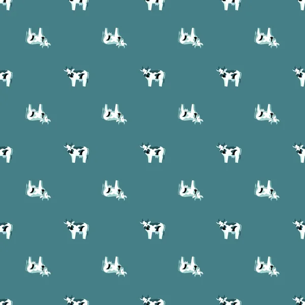 Vache Sans Couture Sur Fond Sarcelle Texture Des Animaux Ferme — Image vectorielle