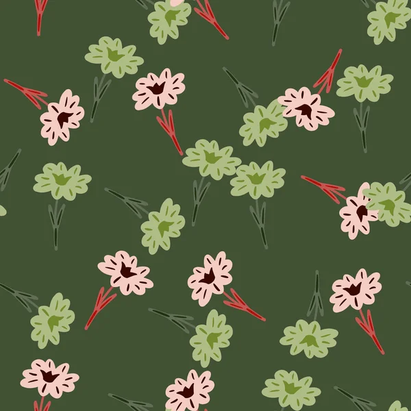 Modèle Sans Couture Avec Dessin Main Fleurs Sauvages Sur Fond — Image vectorielle