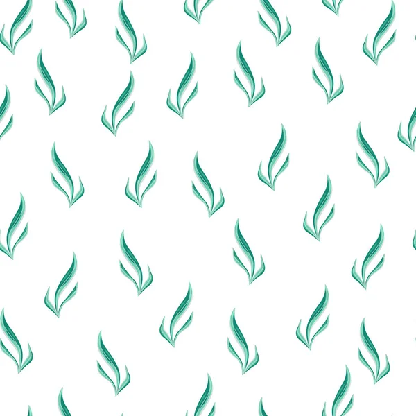 Απρόσκοπτη Μοτίβο Φύκια Λευκό Φόντο Θαλάσσια Χλωρίδα Πρότυπα Για Ύφασμα — Διανυσματικό Αρχείο