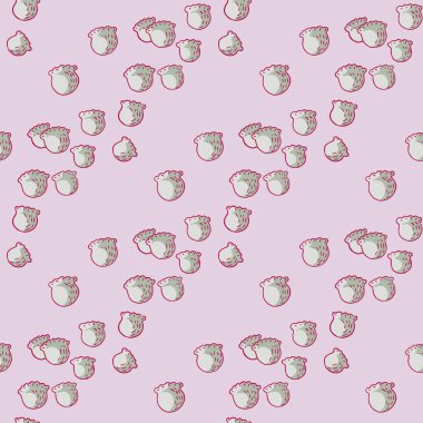 Pembe arka planda vadiyi elle çizen kusursuz desen. Karalama tarzında vektör şablonu. Kumaş, ambalaj kağıdı, duvar kağıdı için yumuşak yaz botanik dokusu.