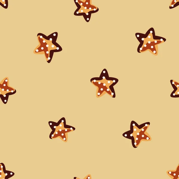 Бесшовный Узор Морской Звезды Бежевом Фоне Шаблоны Морской Звезды Ткани — стоковый вектор