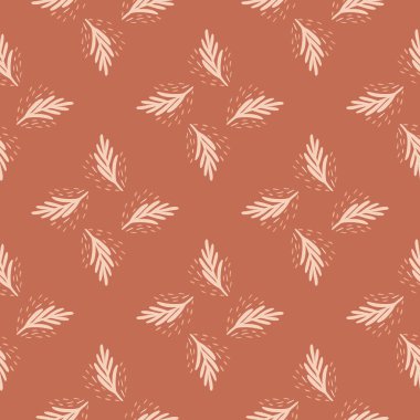 Açık kahverengi arka planda pürüzsüz bir köknar dalı. Çizim tarzında vektör geometrik şablon. Kumaş, ambalaj kağıdı, duvar kağıdı, mendil için Noel ormanı dokusu.