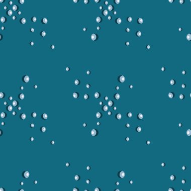 Deniz mavisi zemininde pürüzsüz baloncuklar. Herhangi bir amaç için soyut sabun dokusu. Tekstil kumaş tasarımı için rastgele bir şablon. Basit vektör süsü.