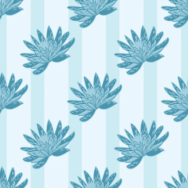 Modèle Sans Couture Avec Lotus Dessin Main Sur Fond Bleu — Image vectorielle