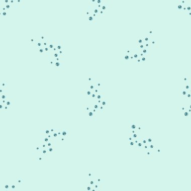 Hafif turkuaz arka planda pürüzsüz şablon kabarcıkları. Herhangi bir amaç için sabunun düz dokusu. Tekstil kumaş tasarımı için rastgele bir şablon. Basit vektör süsü.