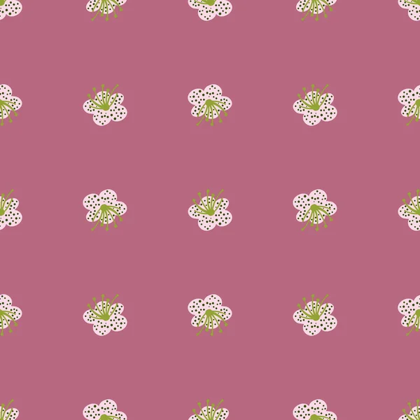 Безшовний Візерунок Весняних Рослин Темно Рожевому Тлі Векторний Квітковий Шаблон — стоковий вектор