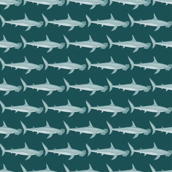 Hammerhead Shark Seamless Pattern Scandinavian Style Marine Animals Background Vector — Stock Vector