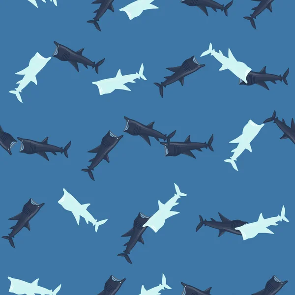 Tiburón Peregrino Patrón Sin Costuras Estilo Escandinavo Fondo Animales Marinos — Vector de stock
