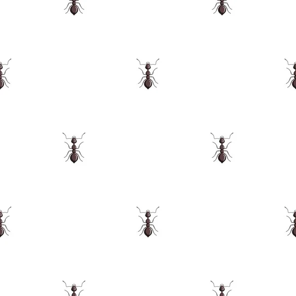 Bezešvé Vzory Kolonie Mravenců Bílém Pozadí Šablona Vektorového Hmyzu Plochém — Stockový vektor