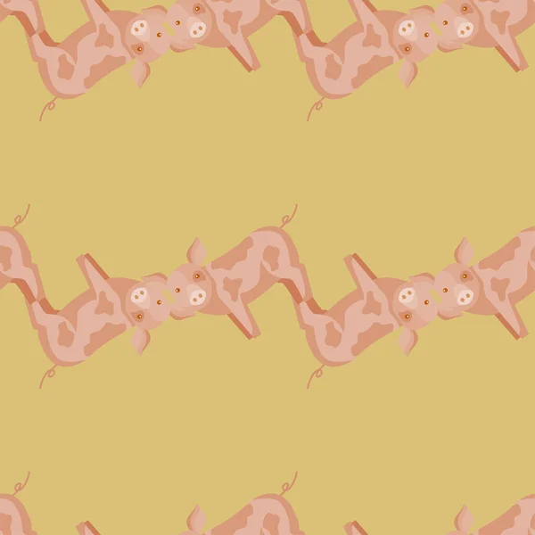 豚のシームレスなパターン カラフルな背景に国内動物 テキスタイルプリント ファブリック バナー 背景や壁紙のためのベクトルイラスト — ストックベクタ