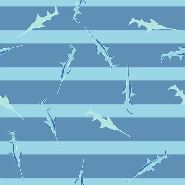 Tiburón Patrón Sin Costuras Estilo Escandinavo Fondo Animales Marinos Ilustración — Archivo Imágenes Vectoriales