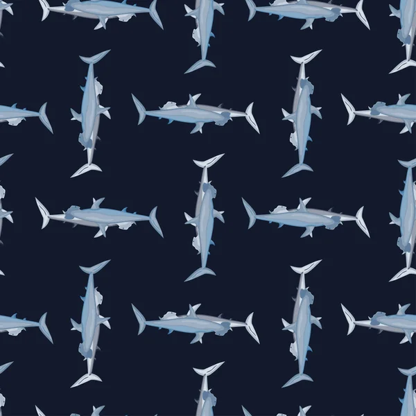 Hammerhead Shark Nahtloses Muster Skandinavischen Stil Meerestiere Hintergrund Vektor Illustration — Stockvektor