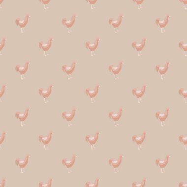 Kusursuz horoz deseni. Renkli arka planda evcil hayvanlar. Tekstil baskıları, kumaş, afişler, arkaplanlar ve duvar kağıtları için vektör illüstrasyonu.