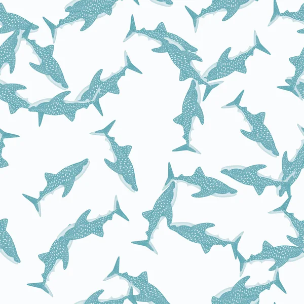 Whale Shark Seamless Pattern Scandinavian Style Marine Animals Background Vector — Stock Vector