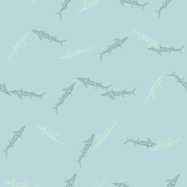 Leopard Shark Seamless Pattern Scandinavian Style Marine Animals Background Vector — Stock Vector