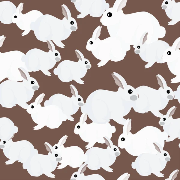 Modello Senza Cuciture Coniglio Animali Domestici Sfondo Colorato Illustrazione Vettoriale — Vettoriale Stock