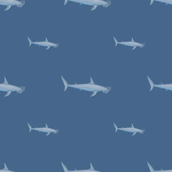 Hammerhead Haai Naadloos Patroon Scandinavische Stijl Mariene Dieren Achtergrond Vector — Stockvector