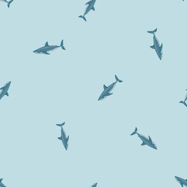 White Shark Seamless Pattern Scandinavian Style Marine Animals Background Vector — Stock Vector