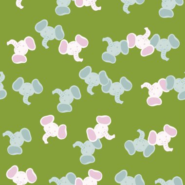 Fil desenleri el yazısıyla kusursuz. Renkli arka plandaki baş hayvanlar. Tekstil baskıları, kumaş, afişler, arkaplanlar ve duvar kağıtları için vektör illüstrasyonu.