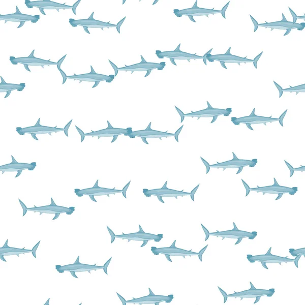 Hammerhead Shark Nahtloses Muster Skandinavischen Stil Meerestiere Hintergrund Vektor Illustration — Stockvektor