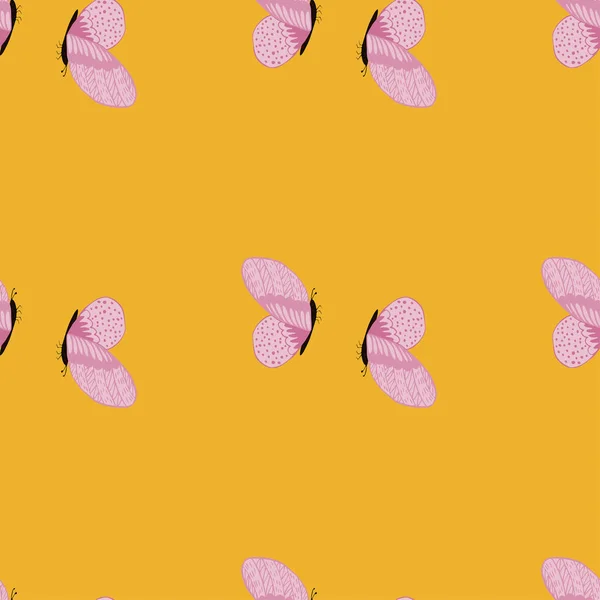 Motýlí Vzor Bezproblémový Stylu Freehand Roztomilý Hmyz Který Lítá Louce — Stockový vektor