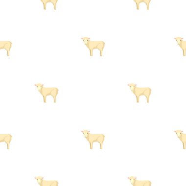 Kusursuz koyun deseni. Renkli arka planda evcil hayvanlar. Tekstil baskıları, kumaş, afişler, arkaplanlar ve duvar kağıtları için vektör illüstrasyonu.