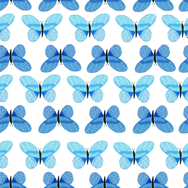 Modèle Papillon Sans Couture Dans Style Main Levée Insecte Mignon — Image vectorielle