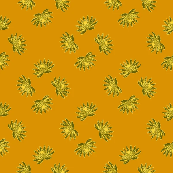 Seamless Pattern Hand Drawing Lotus Yellow Background Vector Floral Template — Stock Vector