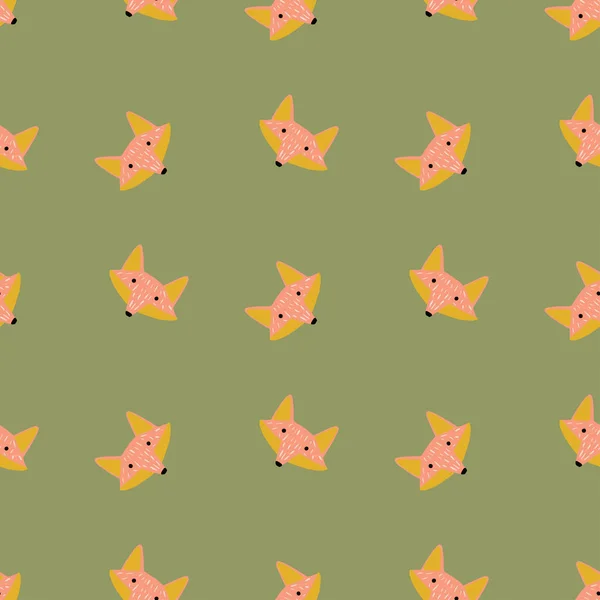 Fox Pattern Seamless Freehand Style Head Animals Colorful Background Vector — Vetor de Stock