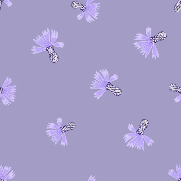 Cornflowers Pattern Seamless Freehand Style Spring Flowers Colorful Background Vector — Vetor de Stock