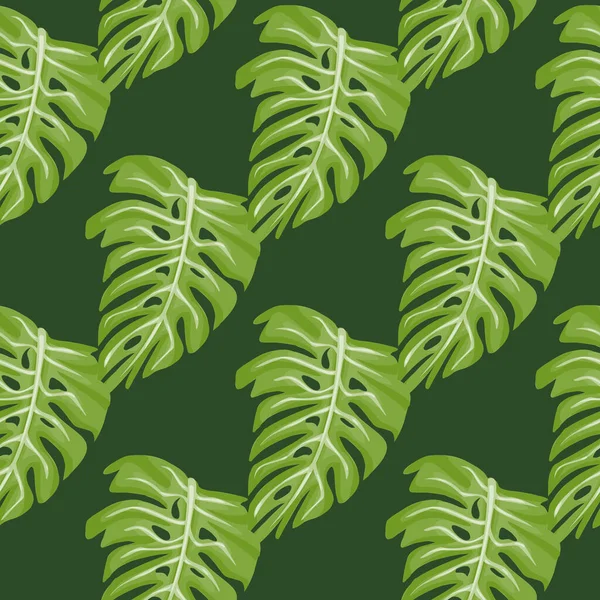 Monstera Blad Naadloos Patroon Met Hand Getekende Tropische Print Moderne — Stockvector