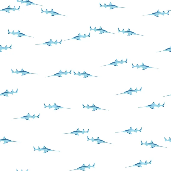 Saw Shark Seamless Pattern Scandinavian Style Marine Animals Background Vector — Stock Vector