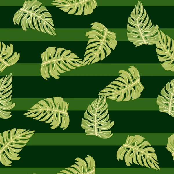 Monstera Leaf Seamless Pattern Hand Drawn Tropical Print Modern Nature — 图库矢量图片