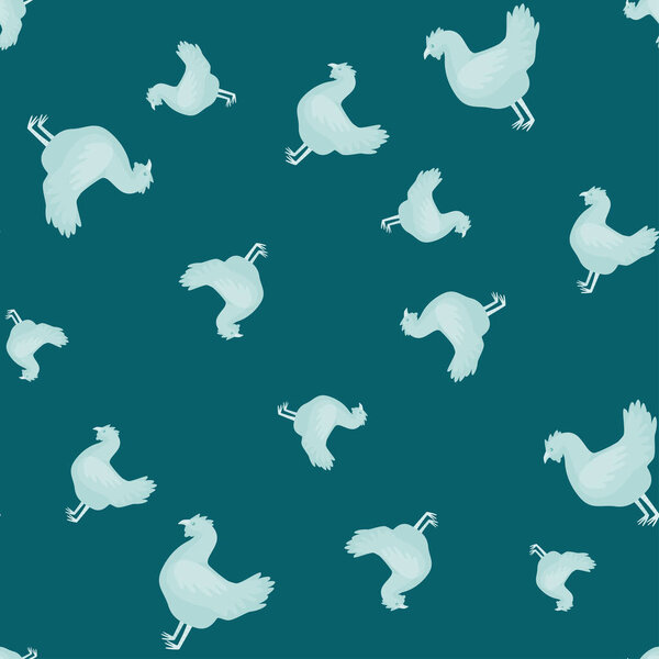 Seamless pattern of hen. Domestic animals on colorful background. Vector illustration for textile prints, fabric, banners, backdrops and wallpapers.