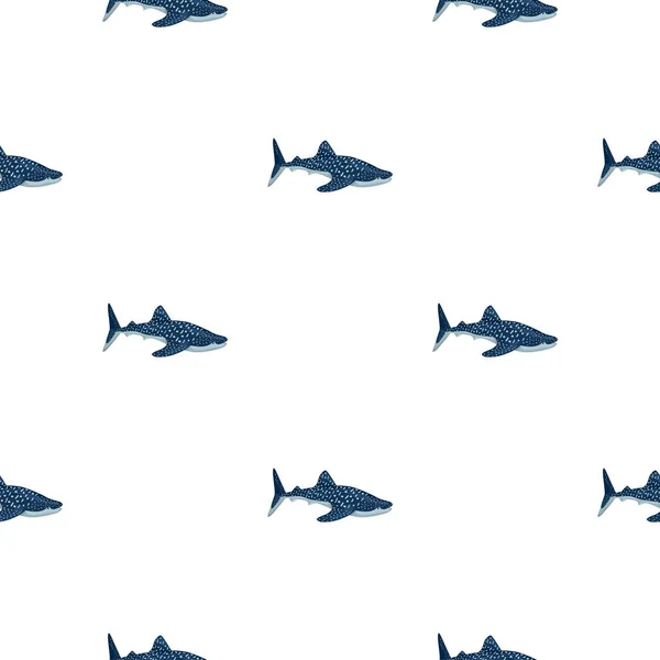 Whale Shark Seamless Pattern Scandinavian Style Marine Animals Background Vector — 图库矢量图片