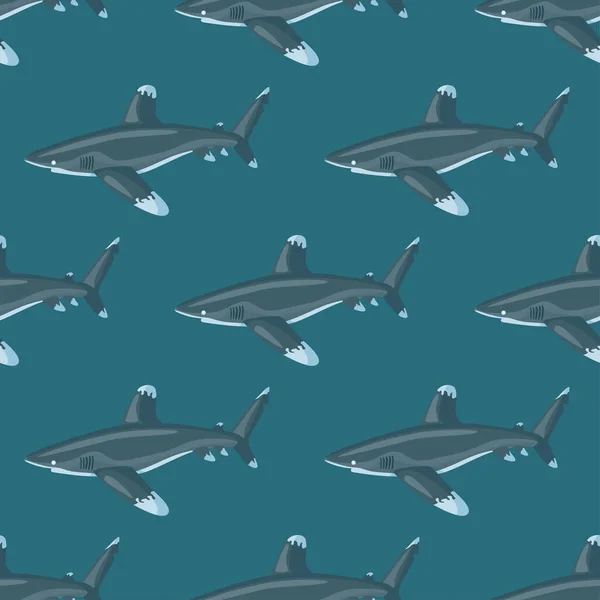 Oceanic Whitetip Shark Seamless Pattern Scandinavian Style Fondo Animales Marinos — Vector de stock